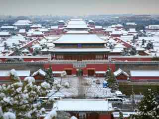 俯瞰故宫雪景图片
