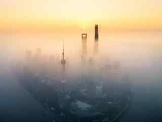 美丽魔都上海清晨风景图片高清桌面壁纸