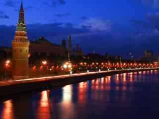 美丽的莫斯科特色城市夜景图片高清桌面壁纸