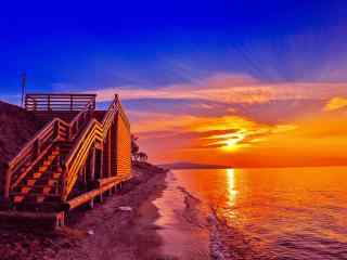 超好看的贝加尔湖夕阳图片