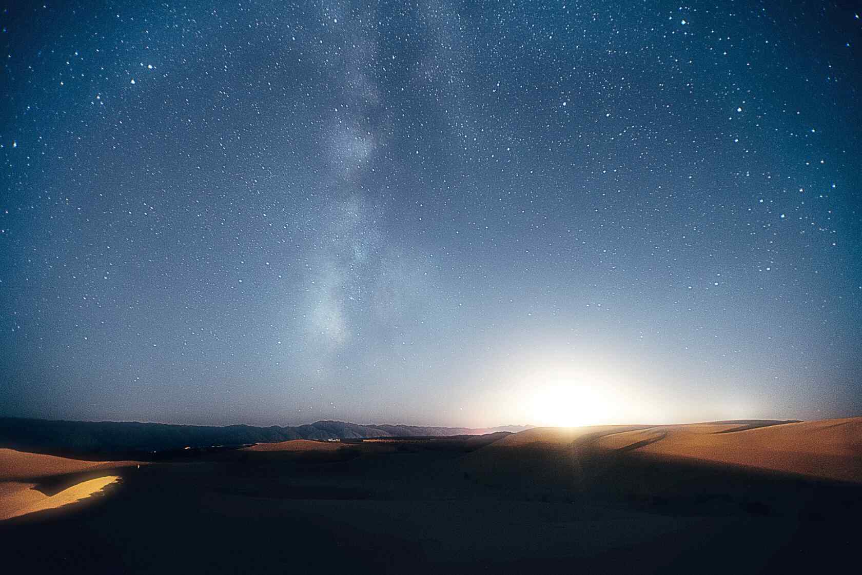 宁夏沙漠唯美夜空图片
