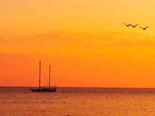 贝加尔湖美丽黄昏夕阳飞图片高清桌面壁纸