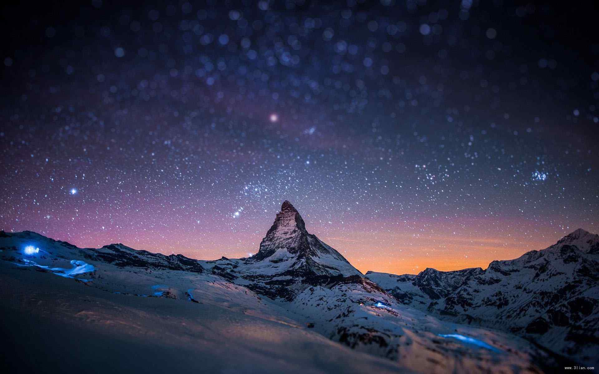 阿尔卑斯山脉炫酷夜景图片桌面壁纸
