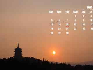 杭州雷峰塔唯美夕阳美景图片桌面壁纸