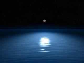 平静湖面上的月光风景图片