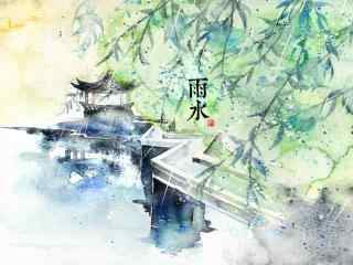 雨水节气-江南山水画图片桌面壁纸