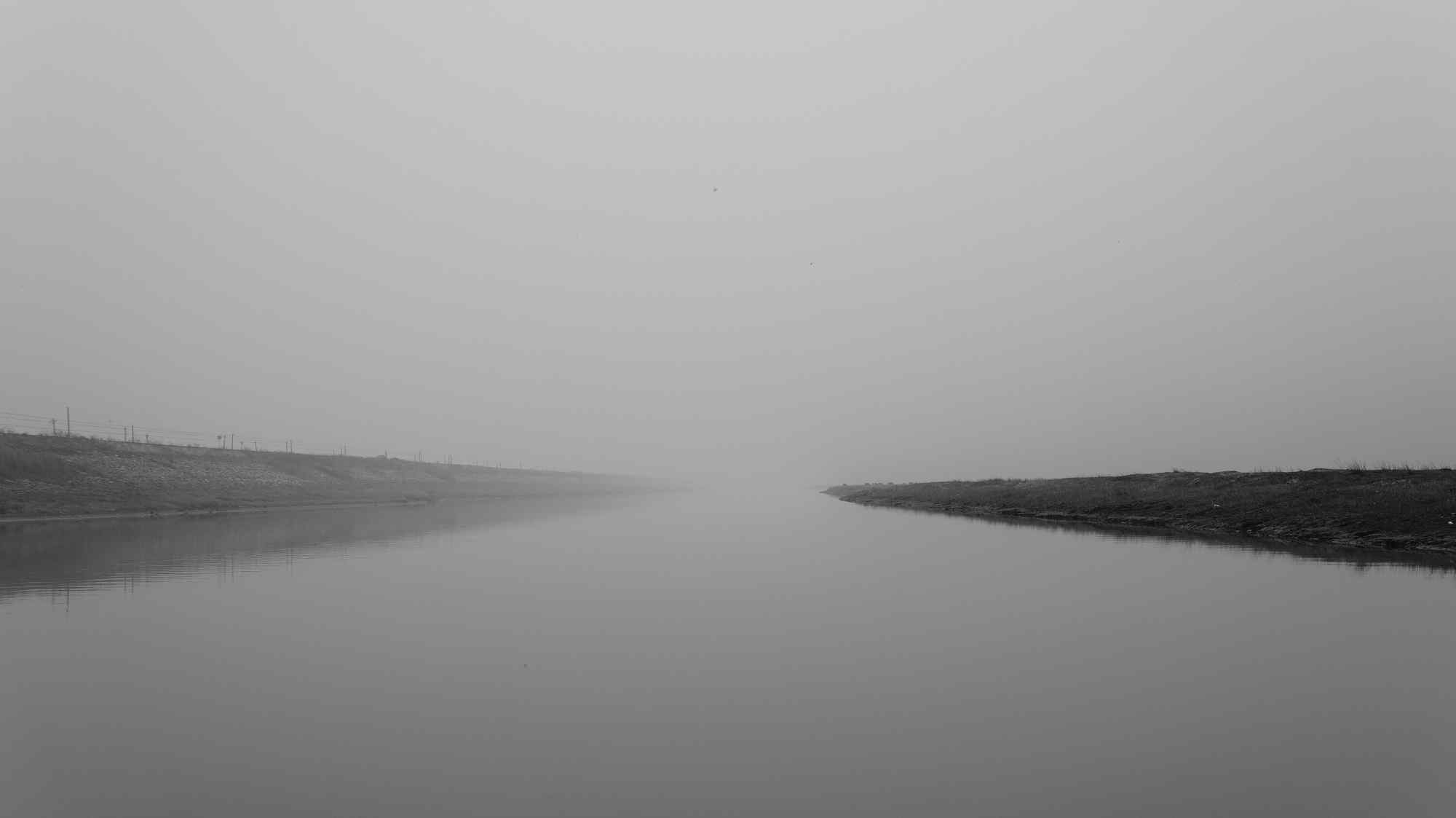 鄱阳湖风景黑白摄影壁纸