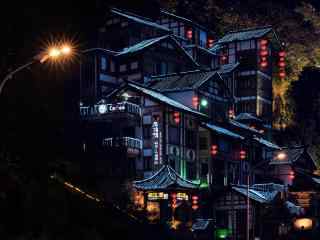 重庆洪崖洞美丽的夜景桌面壁纸