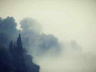 唯美云雾缭绕的莫干山桌面壁纸
