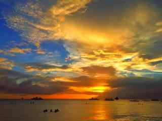 黄昏时唯美的长滩岛风景壁纸