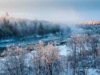 大雪中黑龙江河流