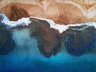 夏威夷创意大海沙滩俯视图
