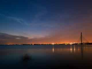 苏州太湖夜幕降临时的风景壁纸