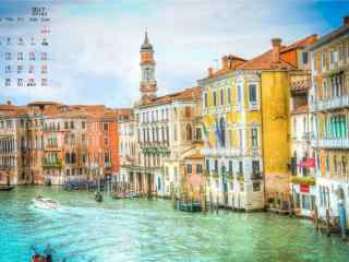 2017年10月日历烂漫的威尼斯风景桌面壁纸