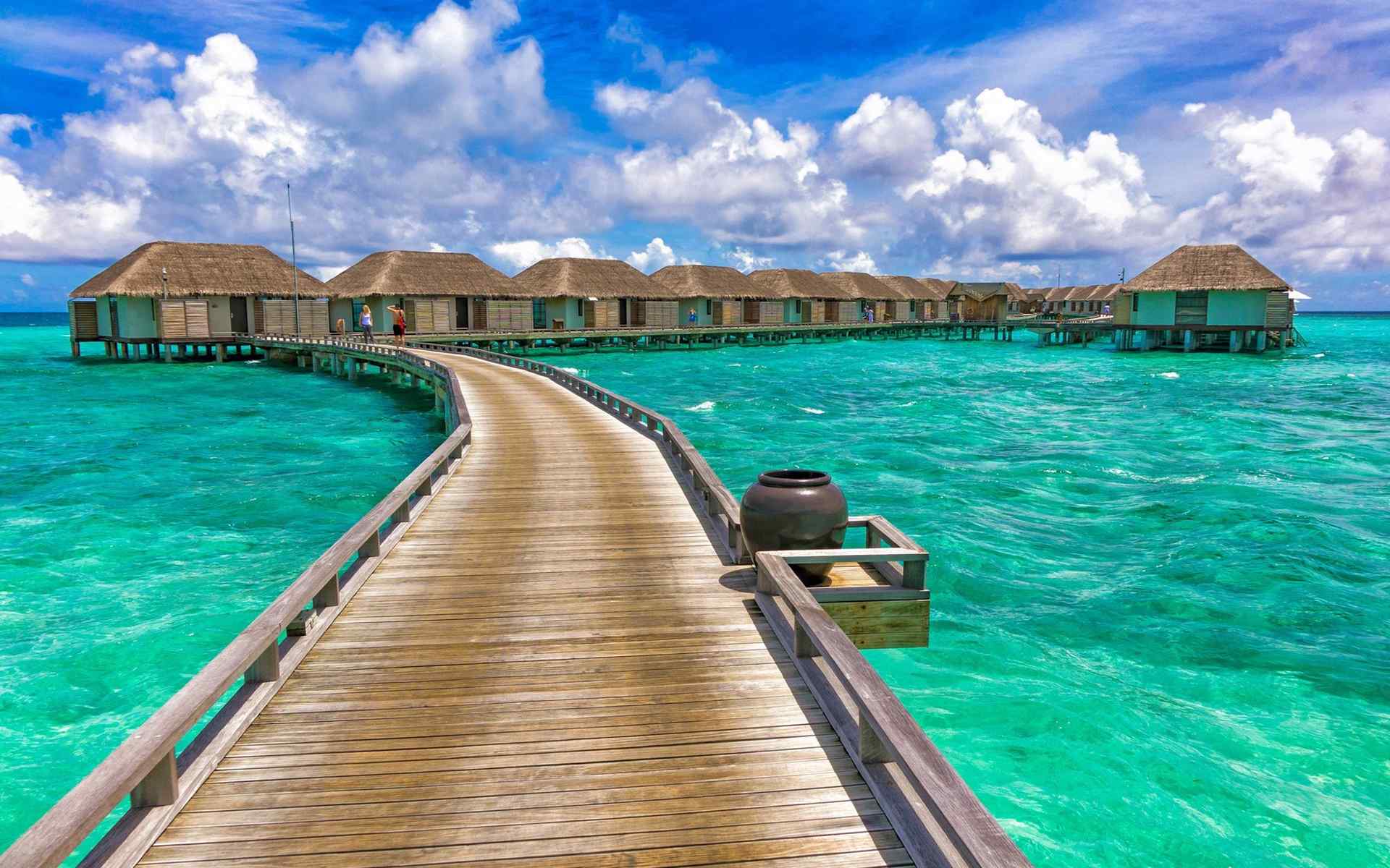 马尔代夫海上度假小屋高清壁纸