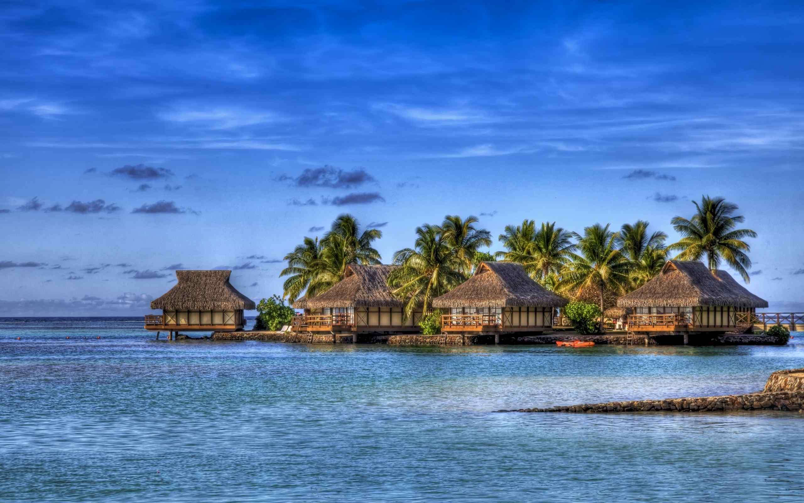 旅游天堂马尔代夫唯美度假小屋风景高清壁纸