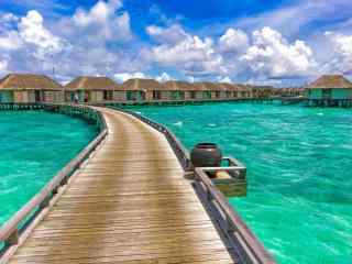 马尔代夫海上度假小屋高清壁纸