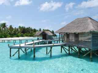 马尔代夫清新唯美度假小屋高清壁纸