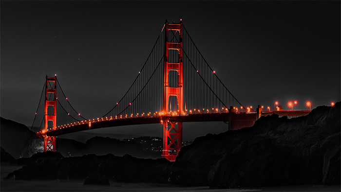 夜晚的金门大桥自然风景高清壁纸
