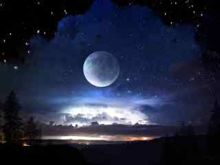 唯美夜景超好看月