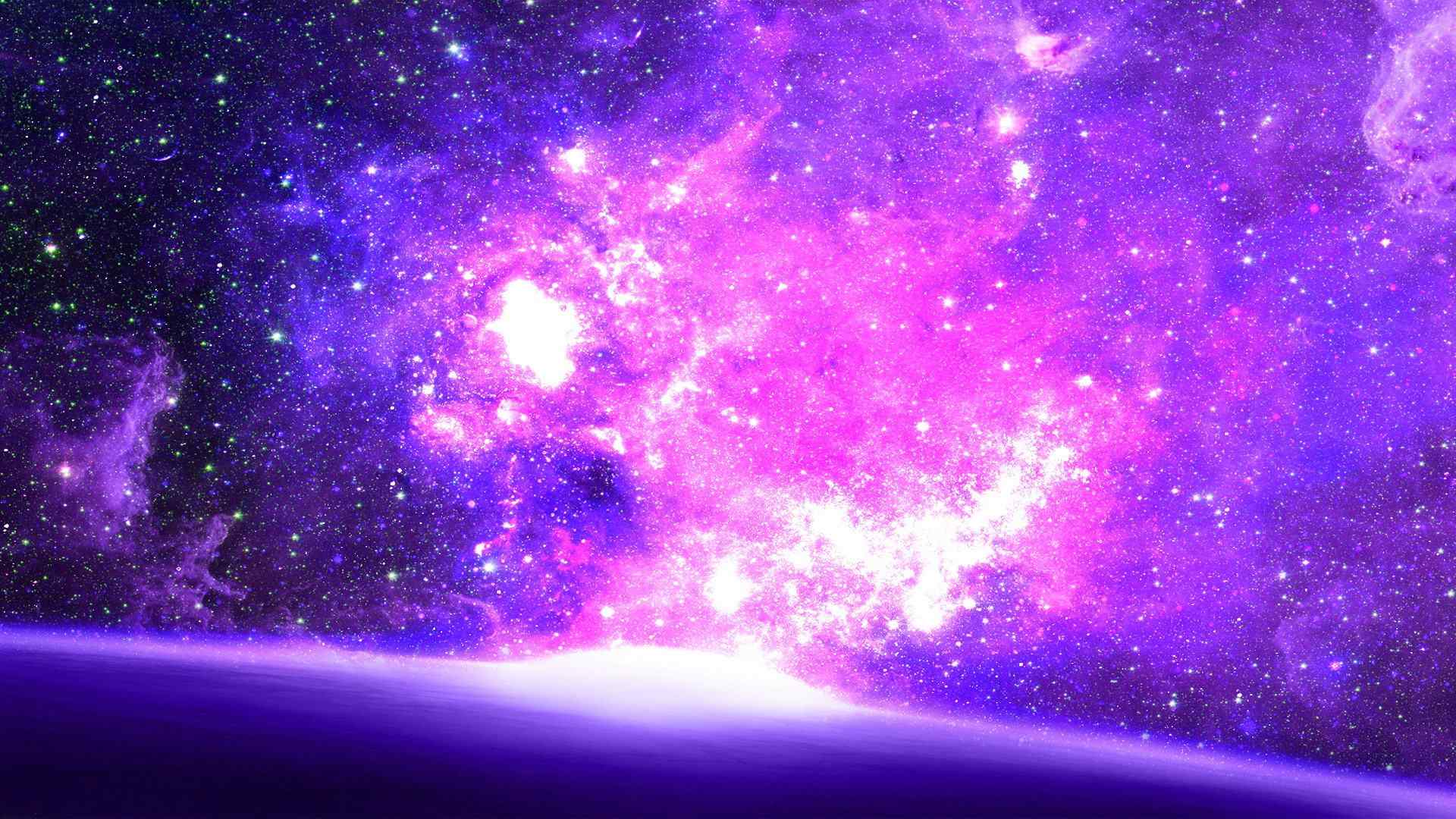 绚烂神秘的紫色星空桌面壁纸