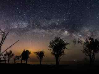 巢湖星空之美丽的银河风景壁纸