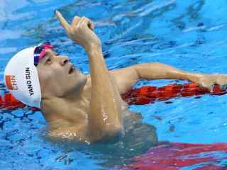 里约奥运冠军孙杨200米自由泳比赛泳池庆祝桌面壁纸