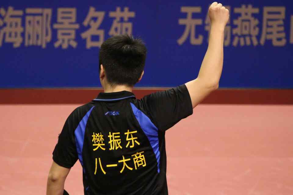 中国乒乓球队员樊振东振臂一挥背影壁纸