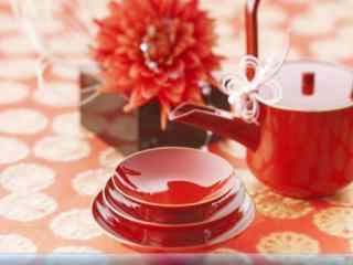 喜气中国红茶壶碟