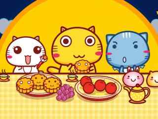 三只小猫吃月饼wi